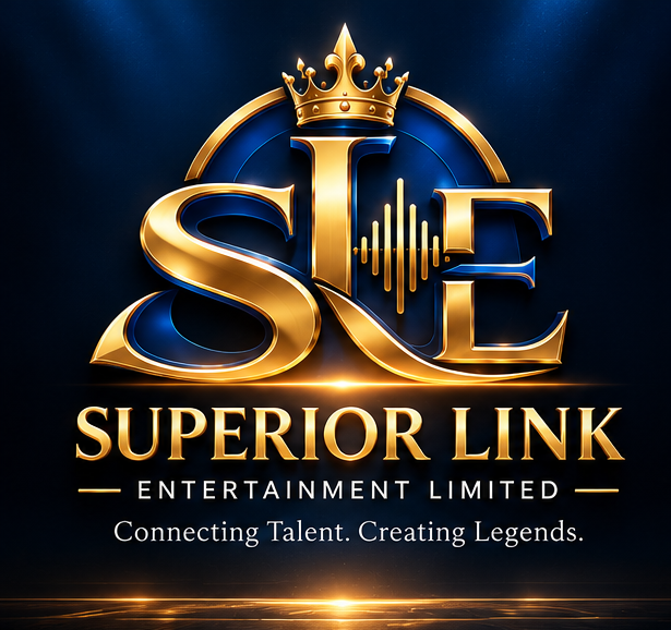 Superior Link Entertainment gold SLE brand concept logo